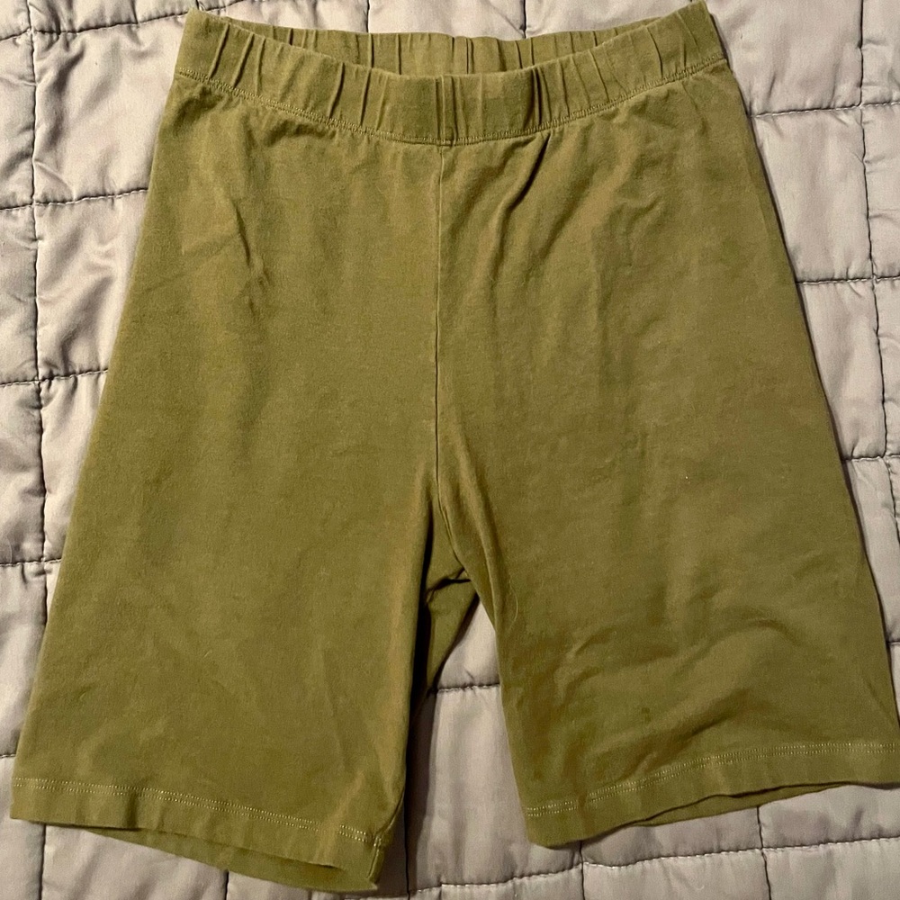 Los Angeles Apparel Green Cotton Spandex Bike Shorts